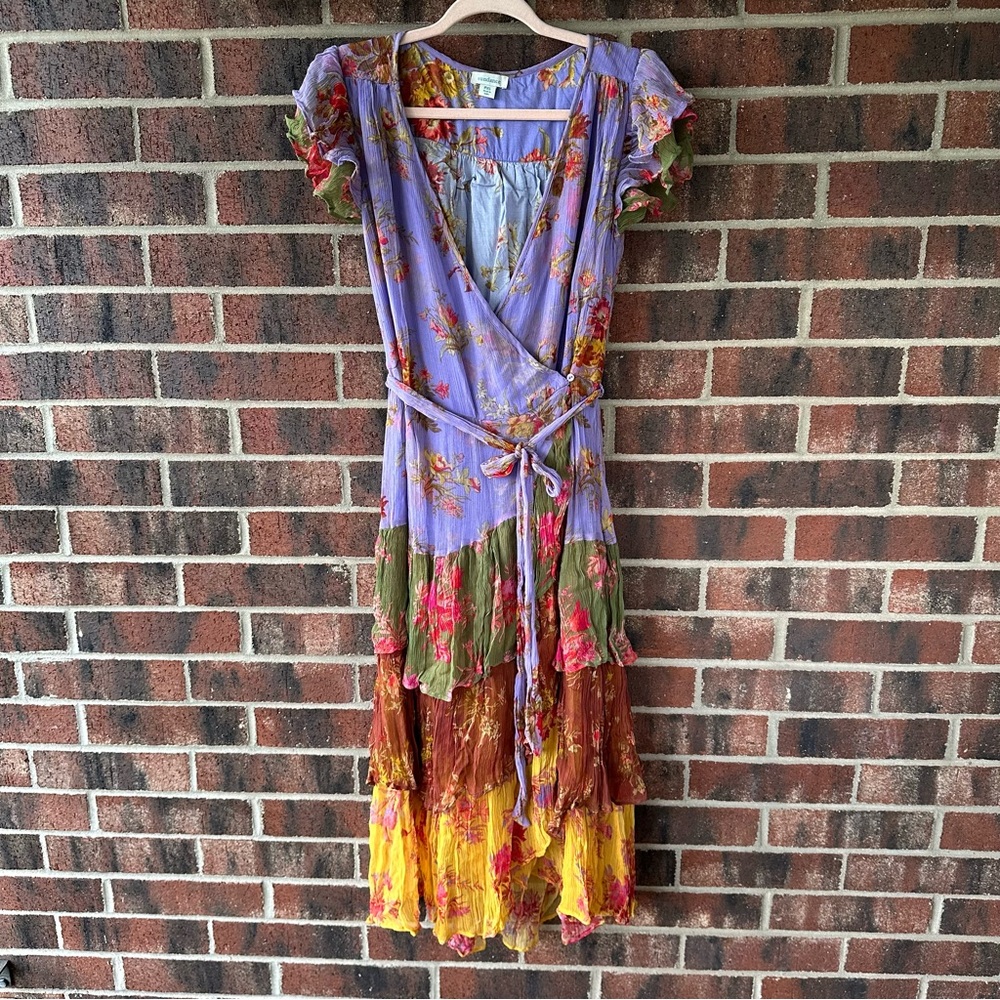 Sundance Elvie Garden Boho Floral Multicolor Cottagecore Layered Maxi Dress PXS - Picture 3 of 10